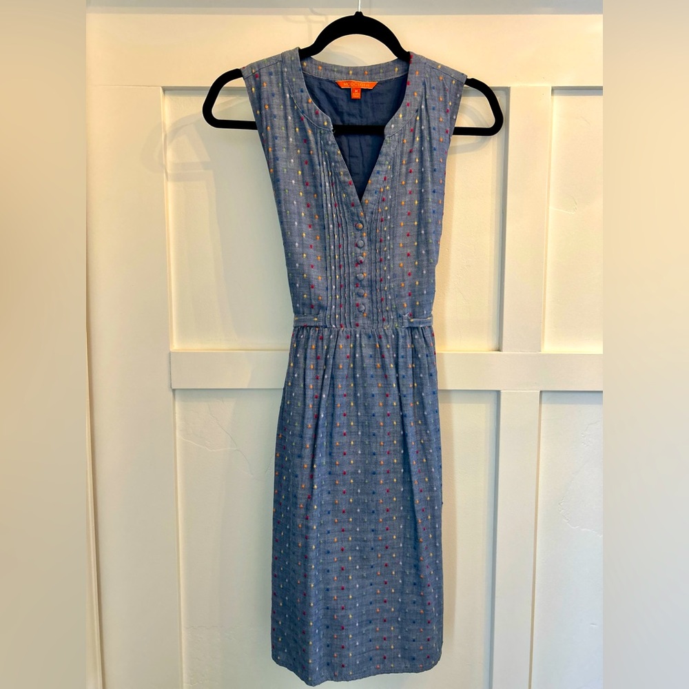 Modcloth Blue Midi Dress with Multicolor Dots